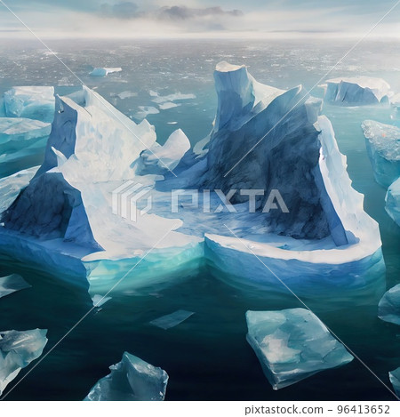 Huge icebergs in the sea, top view Huge icebergs in the sea, top view 96413652