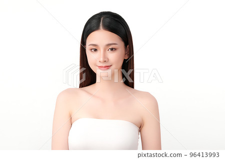 Beautiful young asian woman with clean fresh skin on white background, Face care, Facial treatment, Cosmetology, beauty and spa, Asian women portrait. 96413993