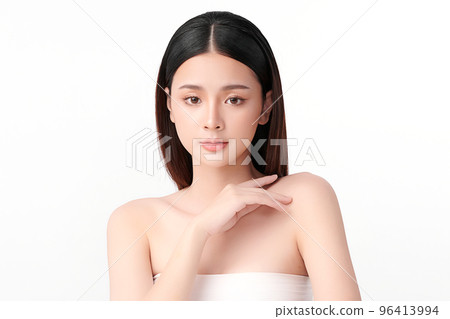 Beautiful young asian woman with clean fresh skin on white background, Face care, Facial treatment, Cosmetology, beauty and spa, Asian women portrait. 96413994