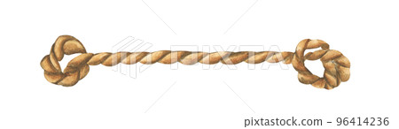 Brown rope frame with knots. Watercolor illustration. 96414236