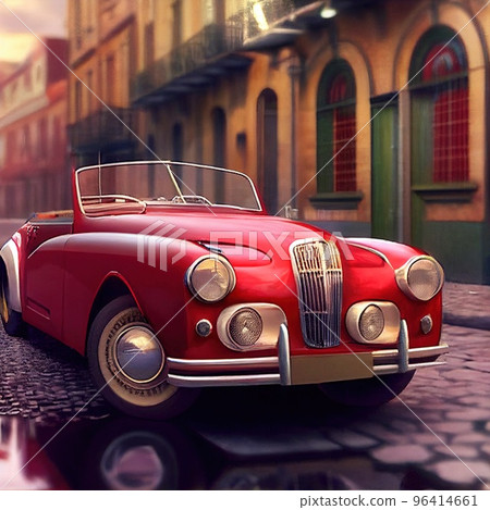 Exhibition of vintage cars, without people, without logos on cars 96414661