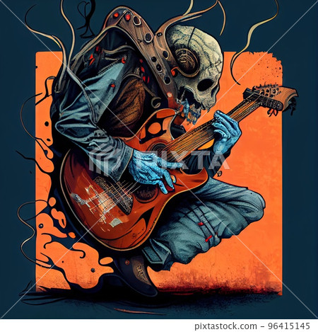 Crazy guitar player playing guitar 96415145