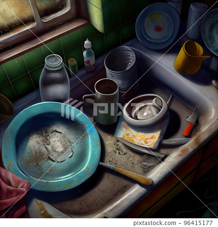 Complete washing of dirty dishes at home Complete washing of dirty dishes at home 96415177