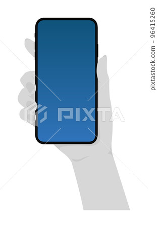 Illustration of a hand holding a smartphone / Design space inside the smartphone screen 96415260