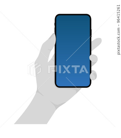 Illustration of a hand holding a smartphone / Design space inside the smartphone screen 96415261