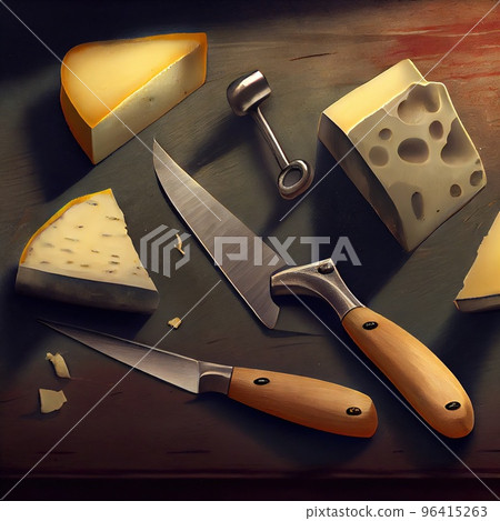 Cheese knives, without people 96415263