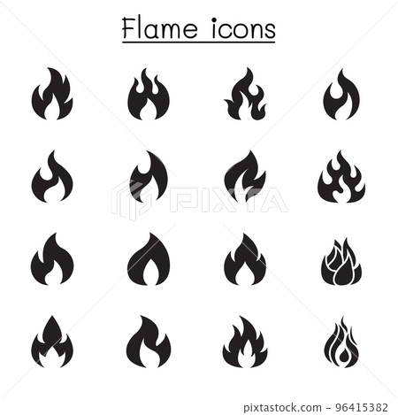 Flame, fire icon set Flame, fire icon set 96415382