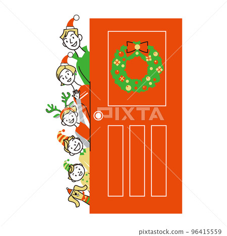 Christmas door family smile illustration 96415559