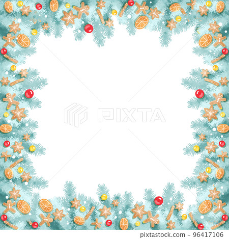 聖誕樹和可愛的裝飾品(方形) 聖誕樹和可愛的裝飾品(方形) 96417106