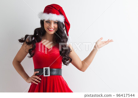 Happy santa helper woman Happy santa helper woman 96417544
