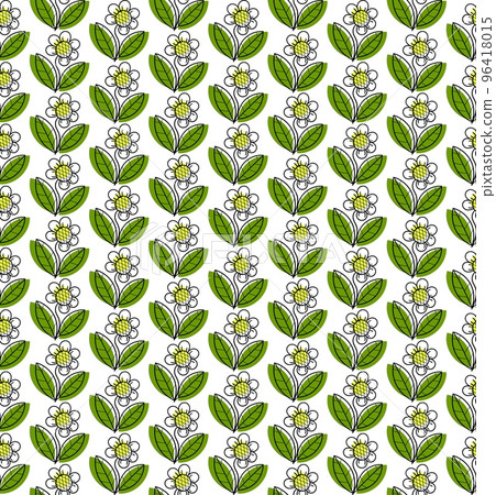 Seamless vector pattern of flowers in the style of folk art 96418015