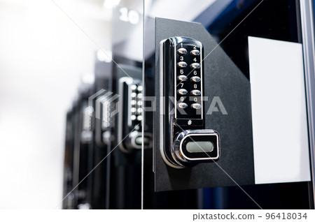 Modern black numeric pad on public locker Modern black numeric pad on public locker 96418034