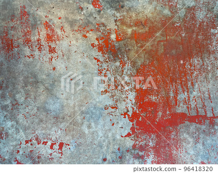 Cement floor with red color painted and dirty for the background image 96418320