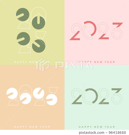 Set of Happy New Year 2023 text typography designs. Vector 96418688