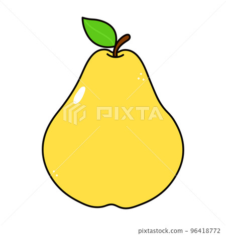 Cute funny pear character. Vector hand drawn traditional cartoon vintage, retro, kawaii character illustration icon. Isolated on white background. Pear character concept 96418772