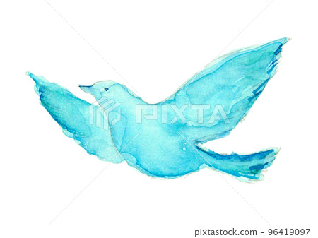watercolor style flapping bird illustration material 96419097