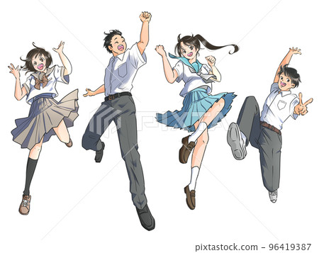 男女學生跳夏裝 96419387