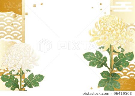 日式菊花花框插畫素材 日式菊花花框插畫素材 96419568