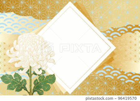 日式菊花花框插畫素材 日式菊花花框插畫素材 96419570
