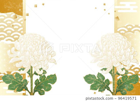 Japanese-style chrysanthemum flower frame Illustration material Japanese-style chrysanthemum flower frame Illustration material 96419571