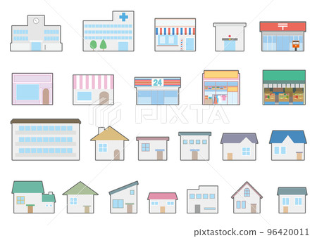 商店和房子的插圖集 96420011