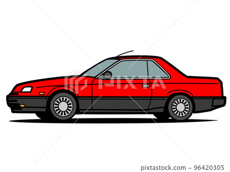 Nostalgic domestic sports coupe red car illustration 96420305