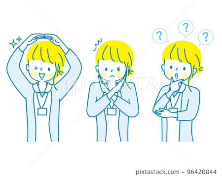 Circle and cross Young female nurse facial expression illustration set Circle and cross Young female nurse facial expression illustration set 96420844