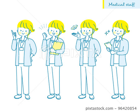 年輕女護士面部表情插圖集 年輕女護士面部表情插圖集 96420854