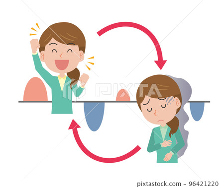 A woman who repeats the ups and downs of her mood A woman who repeats the ups and downs of her mood 96421220