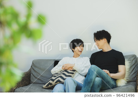 A couple to relax on the sofa A couple to relax on the sofa 96421496