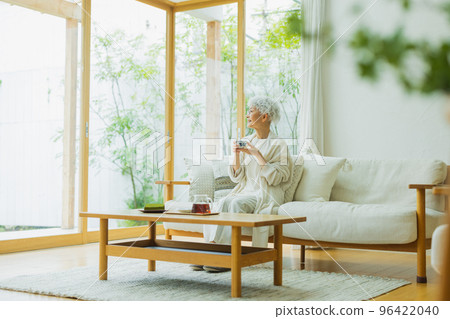 Lifestyle woman with silver hair 96422040