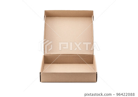 Paper kraft cardboard box open and isolated on white background 96422088