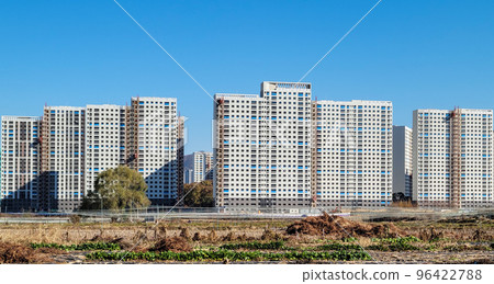 Suburban large apartment construction site 96422788