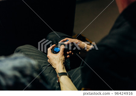 man joystick hands control game direction speed man joystick hands control game direction speed 96424916