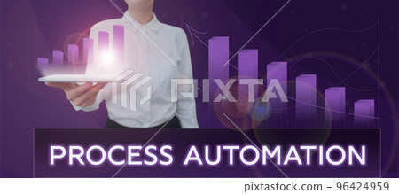 Writing displaying text Process Automation. Concept meaning the use of technology to automate business actions Writing displaying text Process Automation. Concept meaning the use of technology to automate business actions 96424959