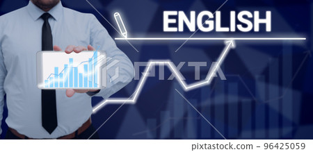 Writing displaying text English. Word for possible communication between countries the only common language Writing displaying text English. Word for possible communication between countries the only common language 96425059