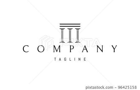 Vector logo on which an abstract image of three ancient Greek columns. 96425158