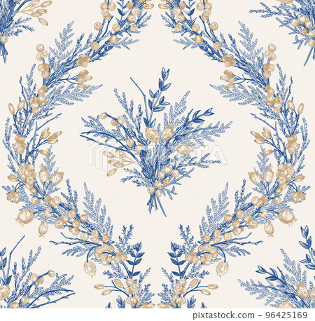 Seamless pattern with berries. Blue 96425169
