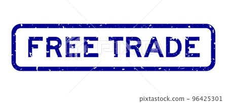 Grunge blue free trade word square rubber seal stamp on white background Grunge blue free trade word square rubber seal stamp on white background 96425301