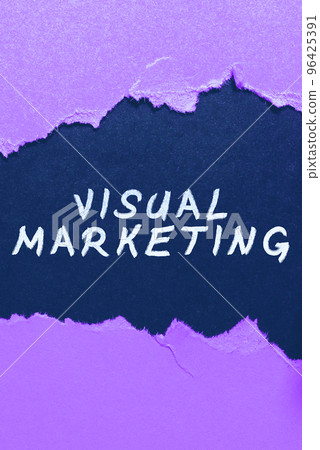 Text showing inspiration Visual Marketing. Business overview telling the story of your brand or product by creation Text showing inspiration Visual Marketing. Business overview telling the story of your brand or product by creation 96425391