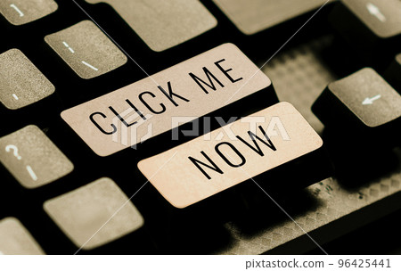 Handwriting text Click Me Now. Concept meaning Internet helping desk Press the button Online Icon Nertwork 96425441
