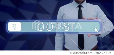 Writing displaying text Oops. Business overview used to show recognition of mistake or minor accident Apology Writing displaying text Oops. Business overview used to show recognition of mistake or minor accident Apology 96425496