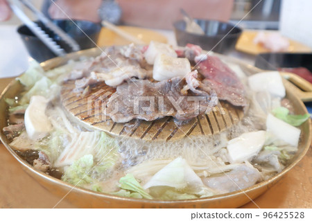 grilled beef and grilled pork in the oven 96425528