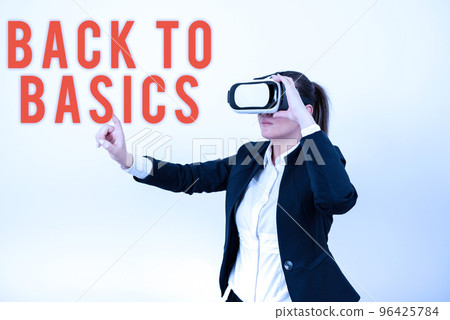 Text caption presenting Back To Basics. Business overview Return simple things Fundamental Essential Primary basis 96425784
