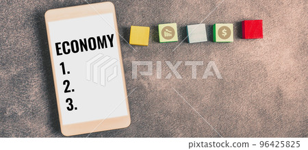 Conceptual display Economy. Business overview the system of how money is made and used within a particular country Conceptual display Economy. Business overview the system of how money is made and used within a particular country 96425825