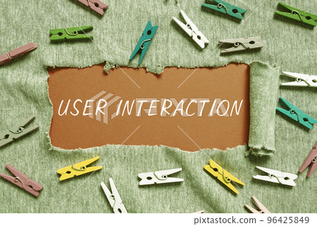 Handwriting text User Interaction. Business showcase how the customer acts on the system and vice versa Handwriting text User Interaction. Business showcase how the customer acts on the system and vice versa 96425849