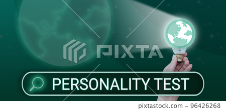 Sign displaying Personality Test. Business overview A method of assessing human personality constructs 96426268