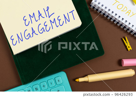 Handwriting text Email Engagement. Business overview measure how subscribers engage in the email campaigns 96426293