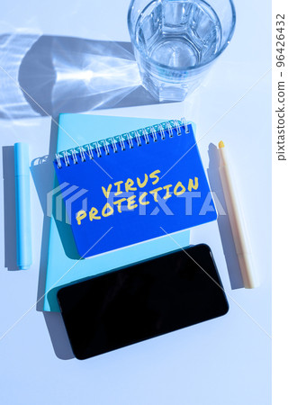 Handwriting text Virus Protection. Business concept program designed to protect computers from malware 96426432