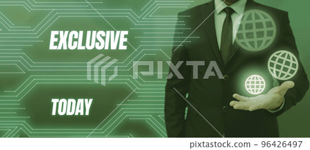 Handwriting text Exclusive. Business showcase limiting or limited to possession of use by a single individual Handwriting text Exclusive. Business showcase limiting or limited to possession of use by a single individual 96426497